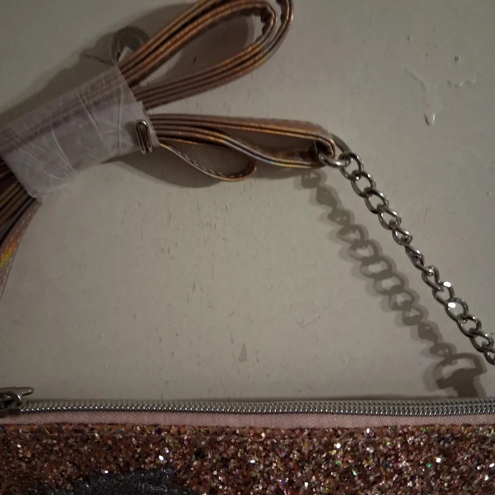 Vtg Y2K Justice Crossbody Purse Pink Silver Iridescent‎ Unicorn NWT